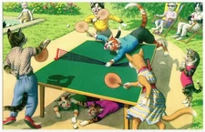 Mainzer - Eugen Hartung Cats Postcard 4716 - Table Tennis - Turkey Printing