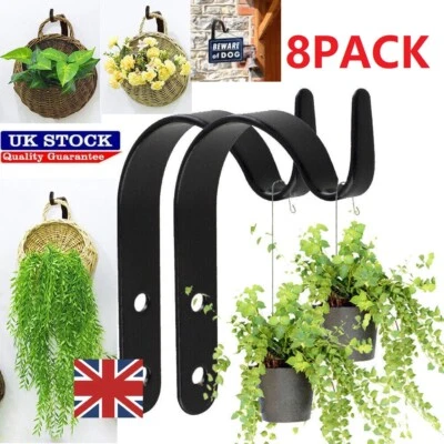 ANS-STATION 8Pcs Small Outdoor Garden Hooks Hanging Plant Hanger Hook Basket Pot Bracket