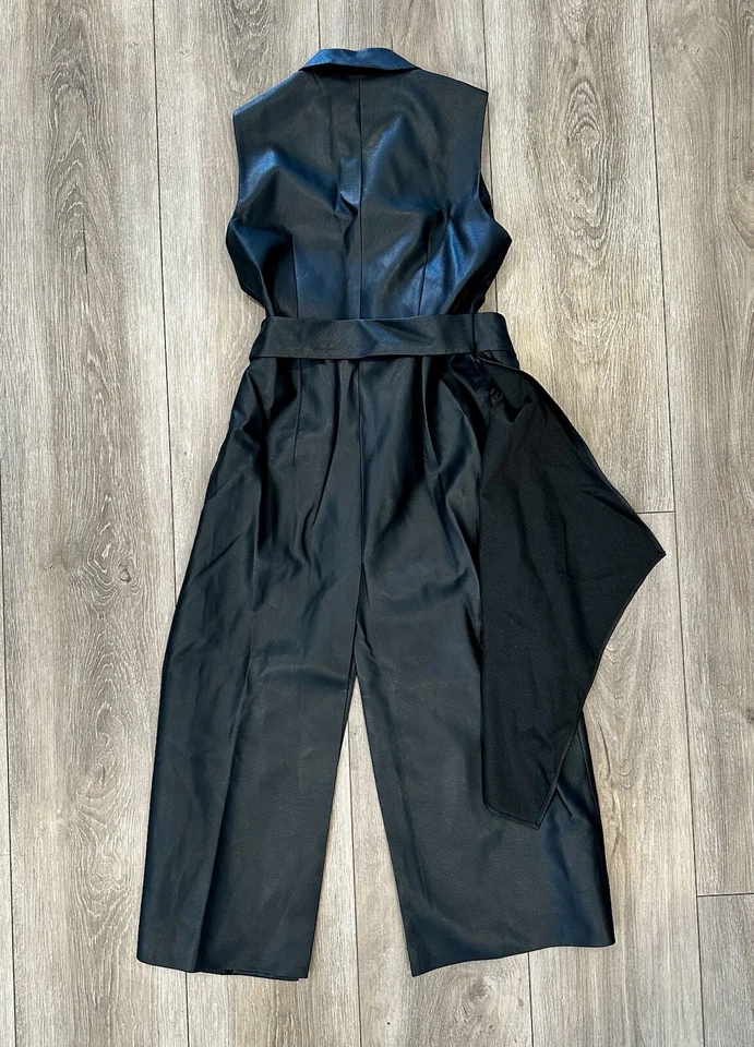 New BCBG MAX AZRIA Draped Faux Leather Vest/Dress Size small - Image 2 of 4