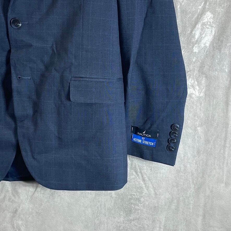 NAUTICA Men's Navy Plaid Modern-Fit Bo-Stretch Two-Button Suit Jacket SZ 40R image 5