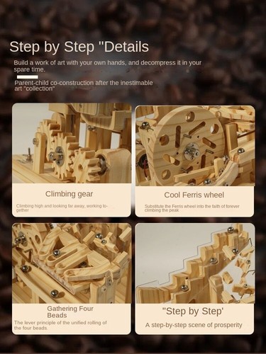 3D Wooden Puzzle Marble Run Modules DIY Kit Rolling Ball Race Machine Model - Picture 4 of 9