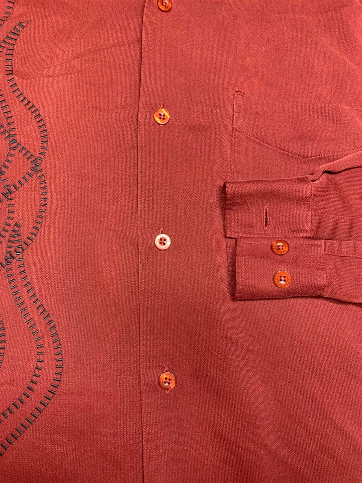 Cubavera Mens Lounge Button Front Long Sleeve Rayon Polyester Shirt Small S - Image 2 of 4