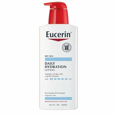 Eucerin Daily Hydration Body Lotion For Dry Skin Fragrance Free 16.9 Oz 3 Pack