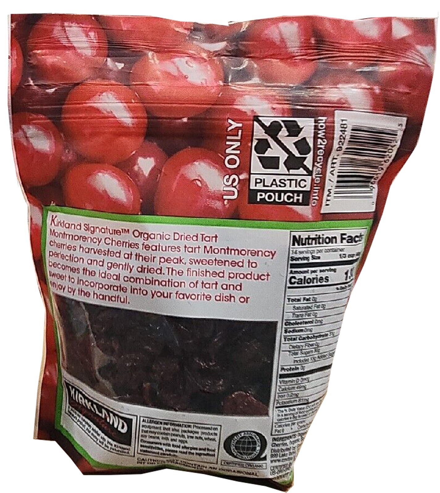 Kirkland Signature organic Dried Tart Montmorency Cherries. 20oz/567g