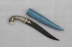 Fantastic rare old vintage curve steel blade silver damascened  handle dagger