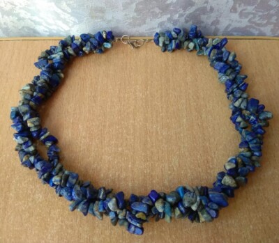RARE old SET VINTAGE Necklace Lazurite stone very nice blue | eBay