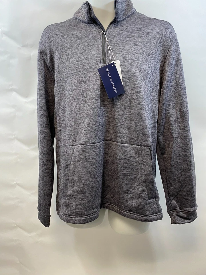 Devon & Jones NWT Men's Med Newbury Melange Fleece Quarter-Zip Grey no logo - Image 4 of 4