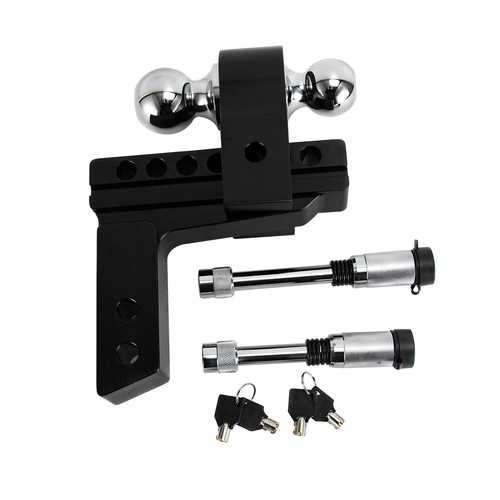 2'' Receiver 6'' Drop Rise Adjustable Trailer Tow Hitch Dual Ball AND ...