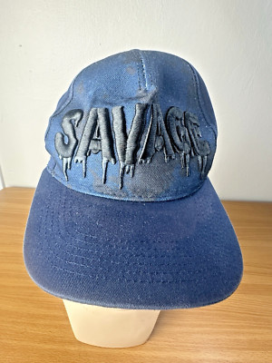 Savage Hat Cap Blue OSFA Top Level Adjustable Embroidery Front Back