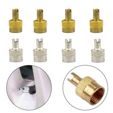 8x Autoventil Schl&uuml;ssel Set aus Kupfer inklusive Kappe und Ventilauszieher