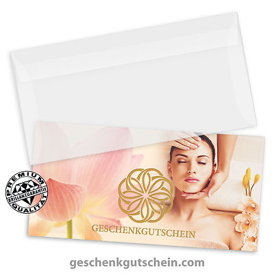 Gutscheinkarten ''DINlang'' mit Kuverts Kosmetik Beauty Massage Wellness KS9274