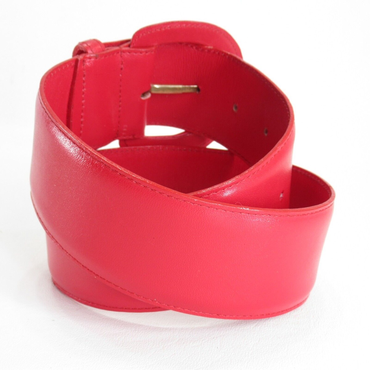 Charter Club Waist Belt Women Small Bright Red Wide Leather  display picture 3