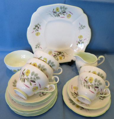 Vinatge Royal Adderley Fine Bone China Floral Trios Kuchenteller, Kanne & Zuckerdose