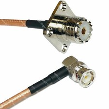 USA-CA RG142 SO239 Flange to BNC MALE ANGLE Coaxial RF Pigtail Cable