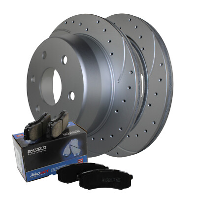 Rear Brake Kit Drilled 325mm Disc Rotors Akebono Ceramic Pads For Chevrolet GMC