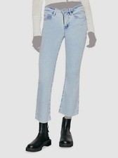  240 Frame Women's Blue Crop Mini Bootcut High Waist Raw Hem Jeans Pants Size 24