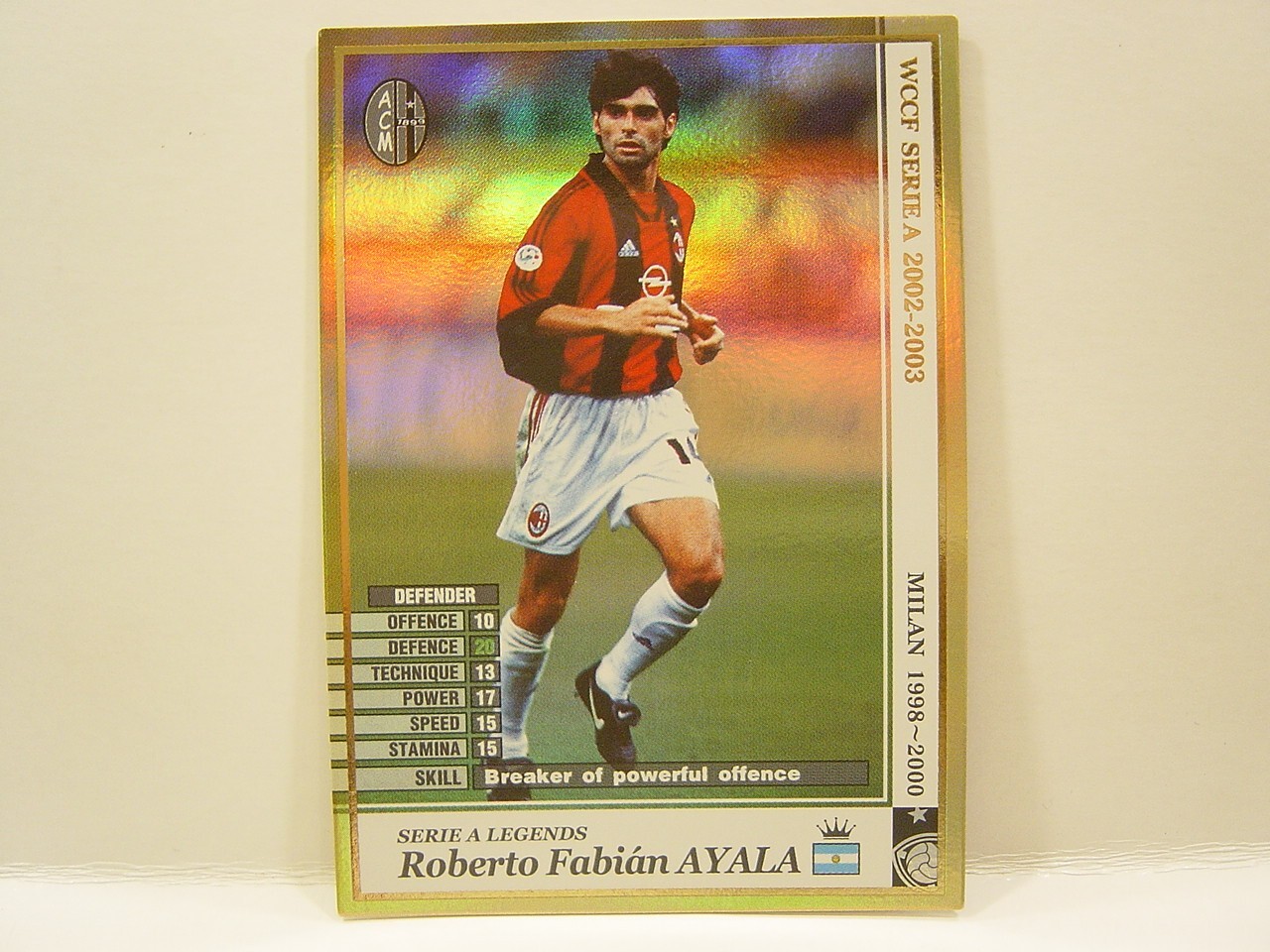 Panini WCCF 2002-2003 LE Roberto Ayala 1973 Argentina Nº14 AC Milan DF Legends