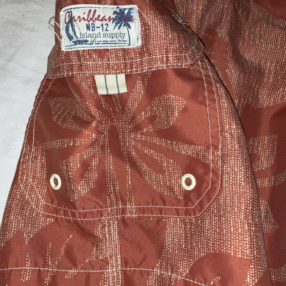 Caribbean Joe Mens Swim Trunks Shorts Sz Lg. Rust Drawstring Lined - Image 2 of 4