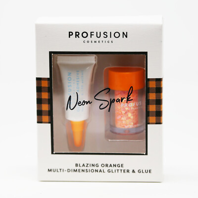 Profusion Cosmetics Blazing Orange Multi-Dimensional Glitter & Glue Neon Spark