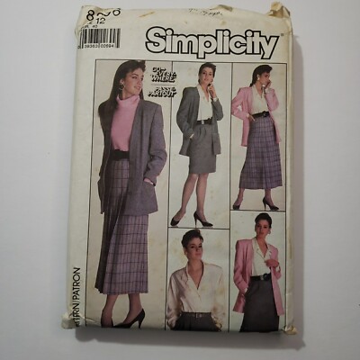 Simplicity 8296 Go Everywhere Pattern Misses Skirt, Blouse, Jacket Size 12 Uncut