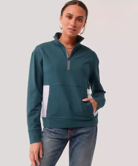 Pact Women's Organic Cotton 1/4 Zip Sweatshirt Jacket Size Small Retail:  $89