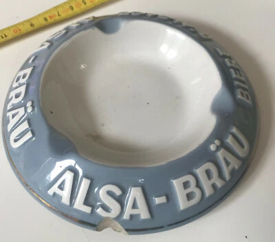 ANCIEN CENDRIER ALSA BRAU BIERR PORCELAINE EMAILLÉE BRASSERIE BISTROT - Photo 1/2