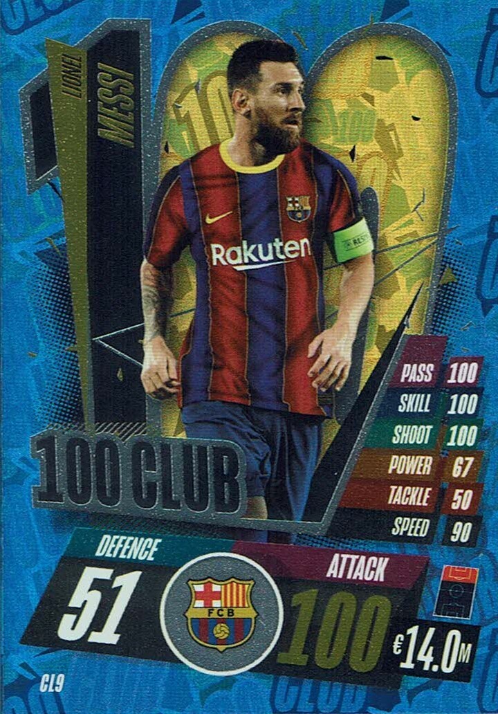 Carte Lionel Messi – Match Attax 100 Club – Argentine – à Collectionner