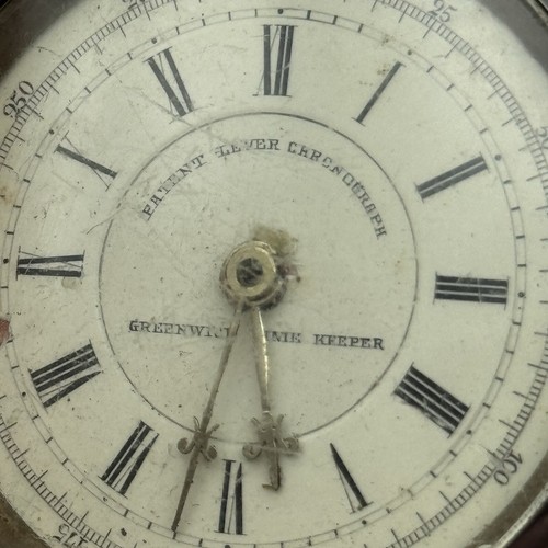 60mm Sterling Silver Patent Lever Chronograph Greenwich Time Keeper TO RESTORE - Picture 6 of 24