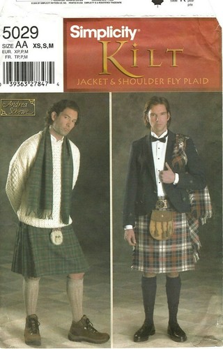 Simplicity Men's Sewing Costume Pattern Scottish JACKET & KILT 5029 XS-S-M UNCUT - Picture 5 of 5
