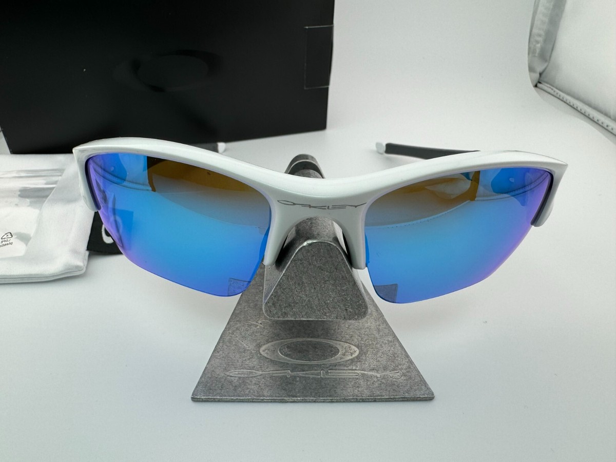 OAKLEY FLAK JACKET XLJ POLISHED WHITE AFTERMARKET ICE BLUE