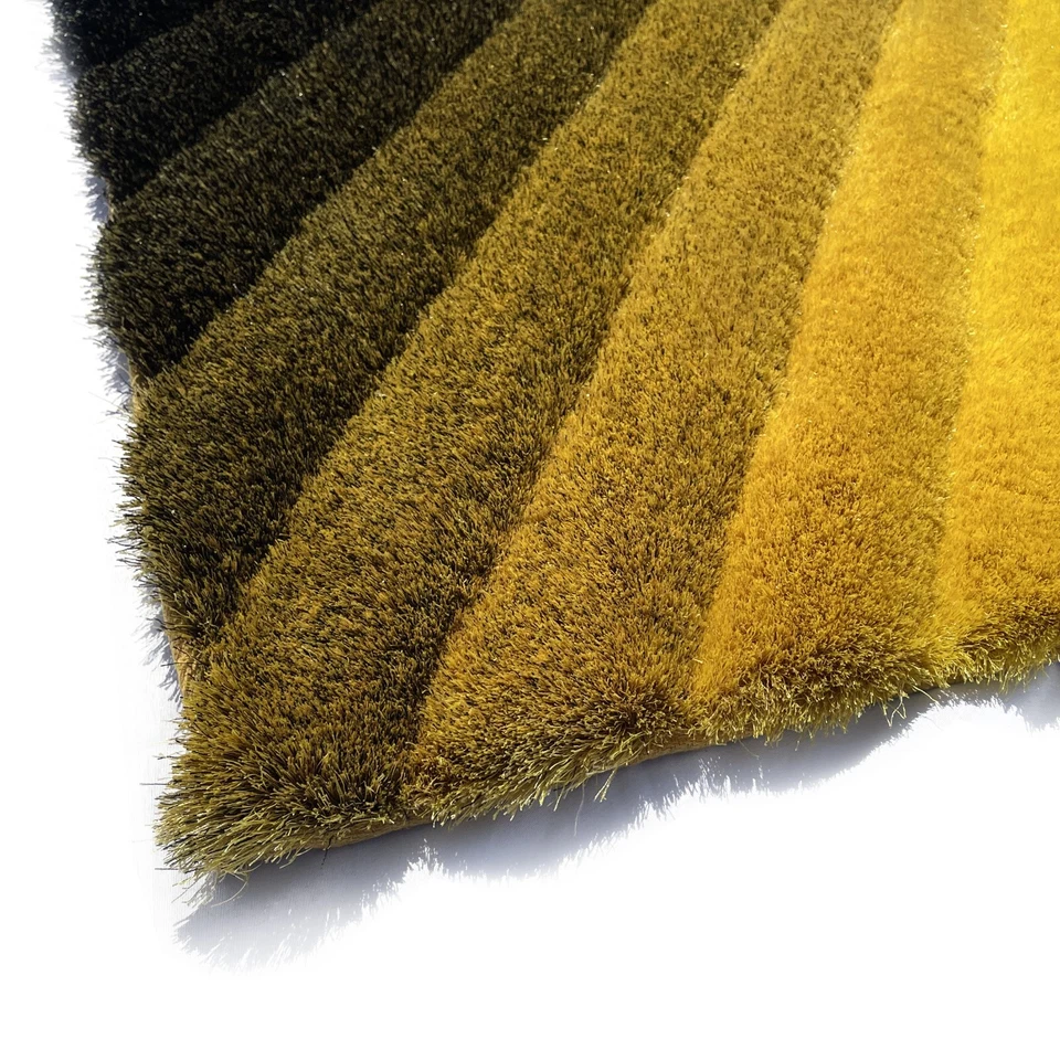 RugBerry 5x7 Area Rug 3D Abstract Soft Shag Carpet Floor Decor Yellow Black - Image 4 of 4