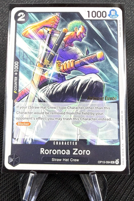 #ad #ad Roronoa Zoro OP15 094 Release Event Gold Stamp Promo One Piece CCG English NM $24.99