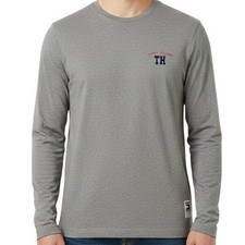 Vintage Tommy Hilfiger Athletics Long Sleeve Shirt L USA Made 90s Gray Flag Logo