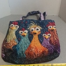 Multicolor Chicken Animal Print Tote Bag, Med...
