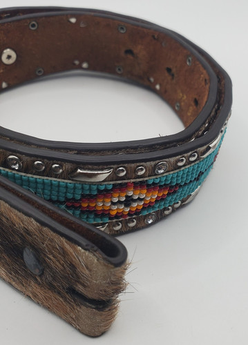 Ariat Western Belt Girls Unisex 24 Native Beaded Cow Hair Leather A1302602 29.5"