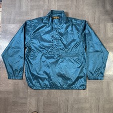 Vintage Eddie Bauer Mens Windbreaker Pullover Hoodie Large Teal 90s