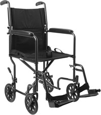 Lightweight Steel Transport Wheelchair, 250 lbs Capacity, Silver Vein Finish