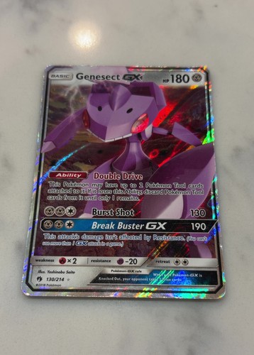 Pokemon Genesect GX 130/214 Lost Thunder Holo Ultra Rare Damaged 2018 TCG Card