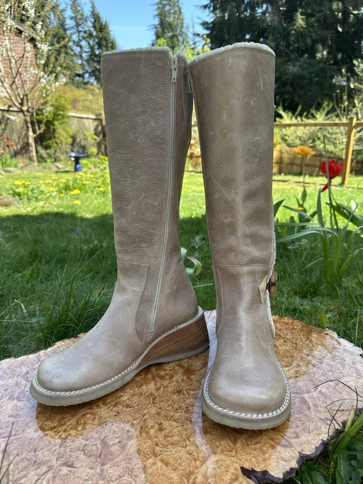 Sale: Vintage Destroy Y2K Leather Platform Chunky Heel Boot wedge EU 39 | US8.5 - Image 4 of 4