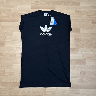Adidas Adicolor Classics Trefoil Tee Dress Rolled Sleeves Size LargeBlack IC5483