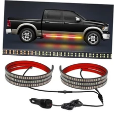 2 in 1 70 inch Amber Red Truck Strobe Lights Strip 864 LED Emergency Amber/Red