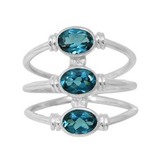London Blue Topaz 925 Silver Plated Ring s.9.5 Jewelry WR13-10007