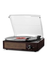 Bluetooth 3-Speed Turntable Built-in Speakers Retro Style Brown AUX RCA