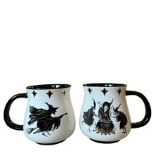 Potter's Studio Halloween WICKED WITCH Mugs Set of 2 Spooky Boo New