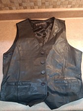 VINTAGE Wilsons Men s Black Leather Vest Button Front Sz M