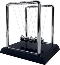 Newton's Cradle Balance Balls Large Black Desk Sculpture and Physics Toy Decor
