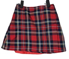 Girls Holiday Red Plaid Skirt, Size 6 L