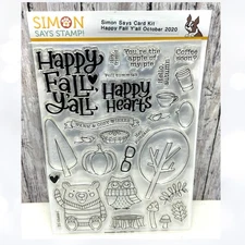 Simon Says Stamp HAPPY FALL Y'ALL Autumn Bear Owls 6x8 Rubber Stamps