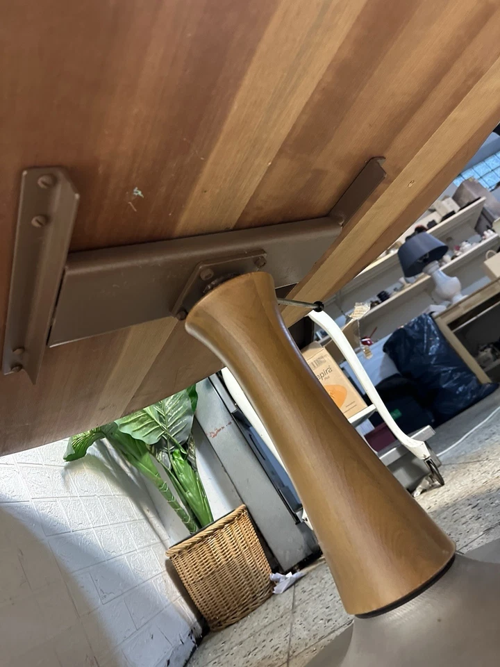 Esstisch Vintage Teak Couchtisch Tulpenfuß 100cm massiv Tulip Coffee Table 60er - Bild 2 von 4