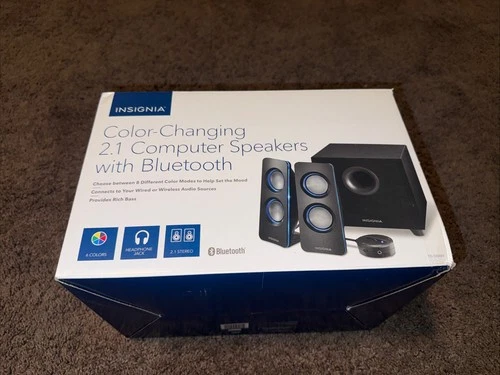 Brand new Insignia NS-5004BT 2.1 Bluetooth Lighted Speakers - Black (3 Pieces)